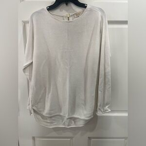 Micheal Kors Women White Crew neck sweater with zip up back top size medium